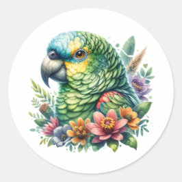 Schöner, farbenfroher Amazonas-Papagei Runder Aufkleber