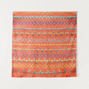 Schöner, farbenfroher, bestickt, Hippie-Stilkuchen Wandteppich