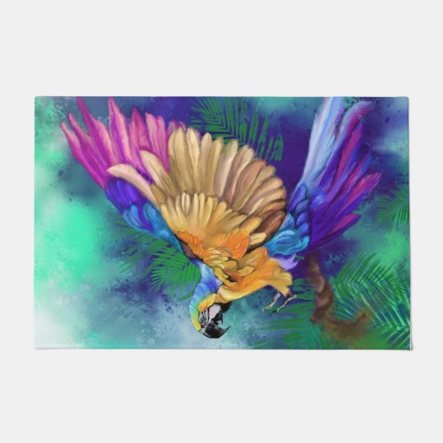 Schöner farbenfroher Papagei Doormat Fußmatte (Vorderseite)