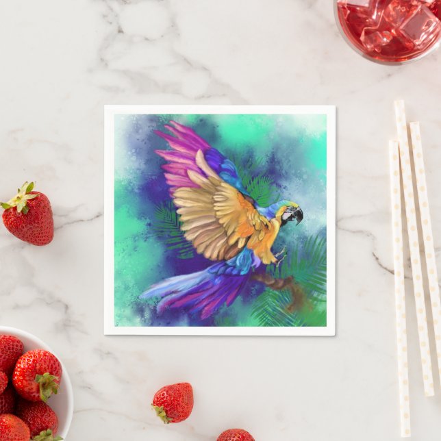 Schöner farbenfroher Papagei Napkins Serviette (Beispiel)