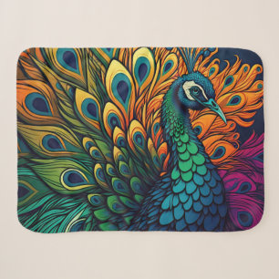 Schöner, farbenfroher Pfau, Art Deco Stil Sherpadecke