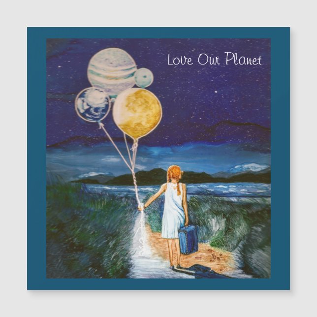 Schöner, farbiger Magnet "Liebe unser Planet" (Vorderseite)
