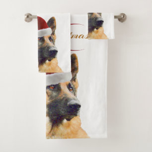 Schöner Feiertags-Schäferhund Badhandtuch Set