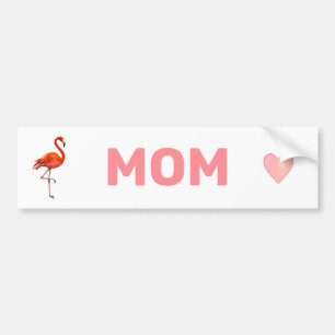 Schöner Flamingo & Mom Rosa Text auf Weiß Autoaufkleber