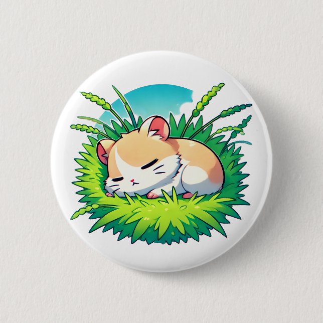 Schöner, flauschiger Hamster, der friedlich schläf Button (Vorderseite)