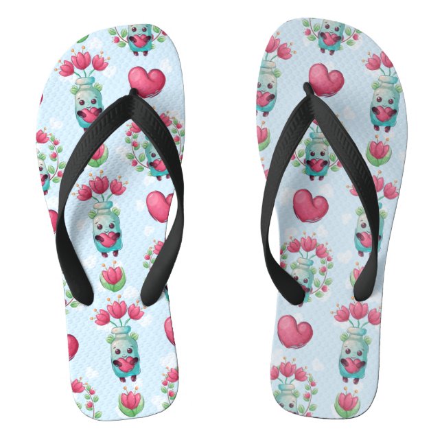 Schöner floral Mason Jar Hearts Muster Flip Flops (Fußbett)