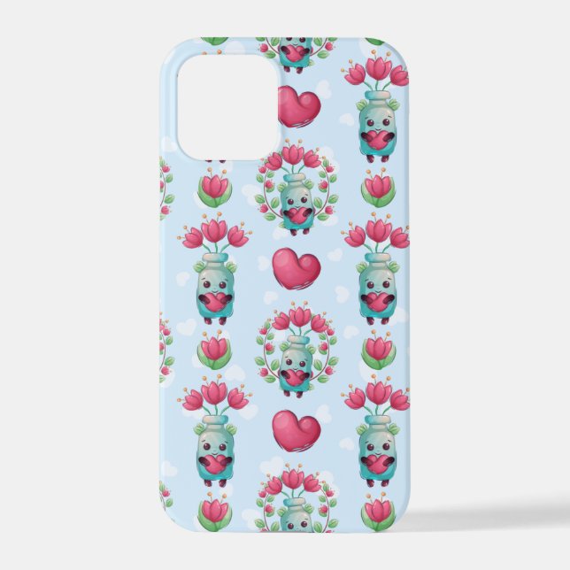 Schöner floral Mason Jar Hearts Muster iPhone Hülle (Rückseite)