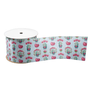 Schöner floral Mason Jar Hearts Muster Satinband