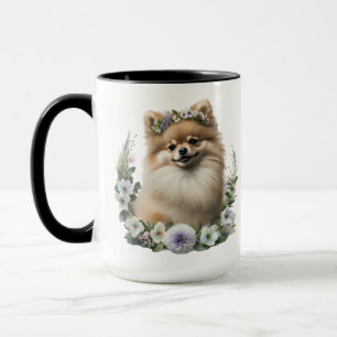 SCHÖNER FLÜFFE WASSERFARBENER SPITZ HUND TASSE