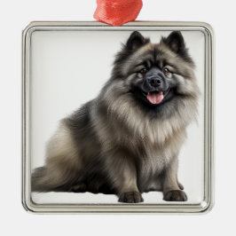 SCHÖNER FLUFFY KEESHOND PUPPY HUND ORNAMENT AUS METALL