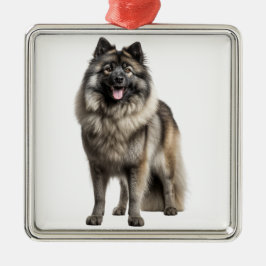 SCHÖNER FLUFFY KEESHOND PUPPY HUND ORNAMENT AUS METALL