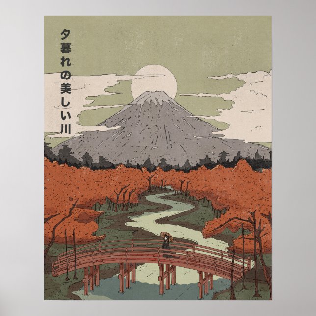 Schöner Fluss bei Dämmerung Poster (Vorne)