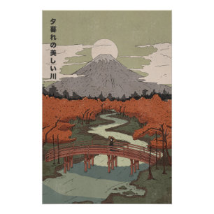 Schöner Fluss bei Dämmerung Poster