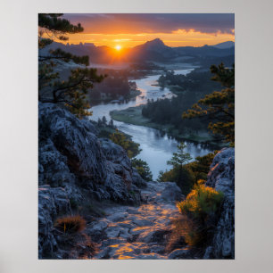 Schöner Fluss bei Sunset Poster