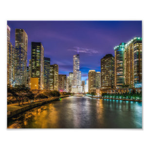 Schöner Fluss Chicago bei Sunset, Illinois Fotodruck