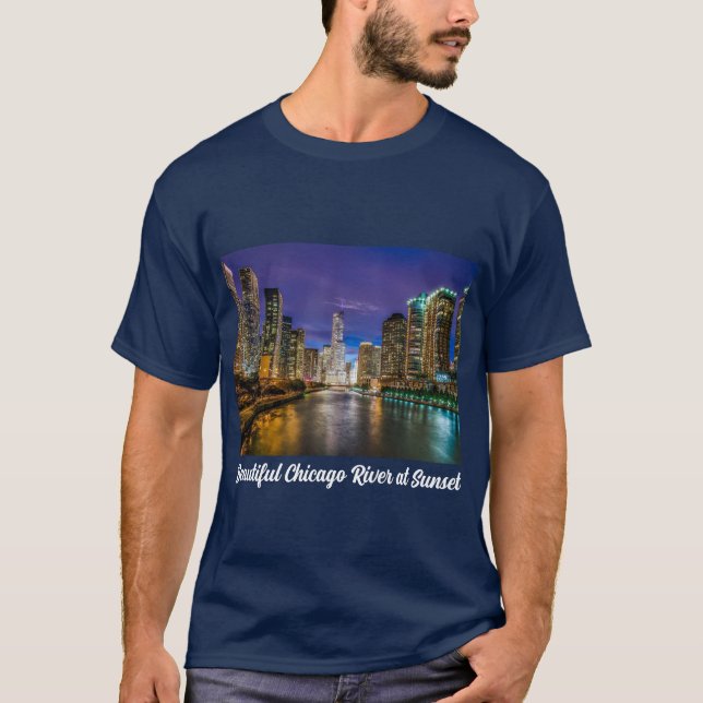 Schöner Fluss Chicago bei Sunset, Illinois T-Shirt (Vorderseite)