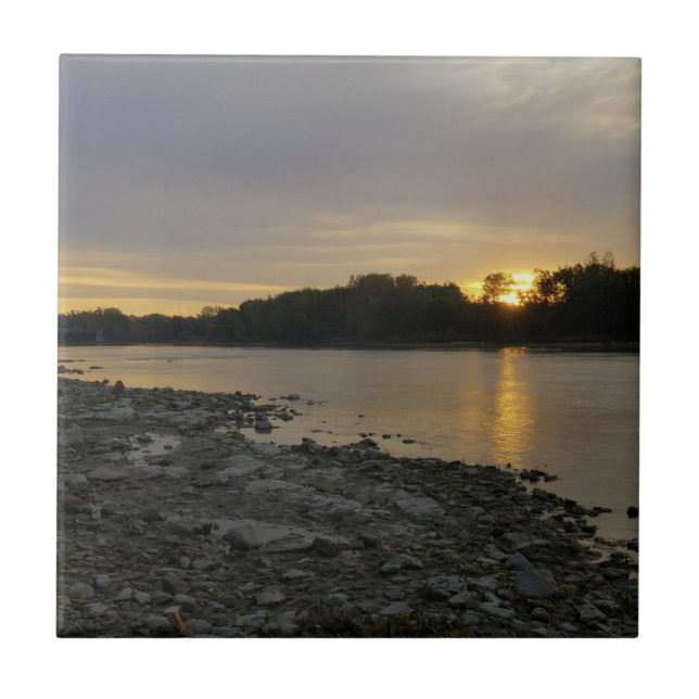 Schöner Fluss Sunrise Fliese (Vorderseite)