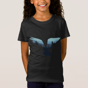 Schöner Flying Eagle Night Sky Forest Bird Silho T-Shirt