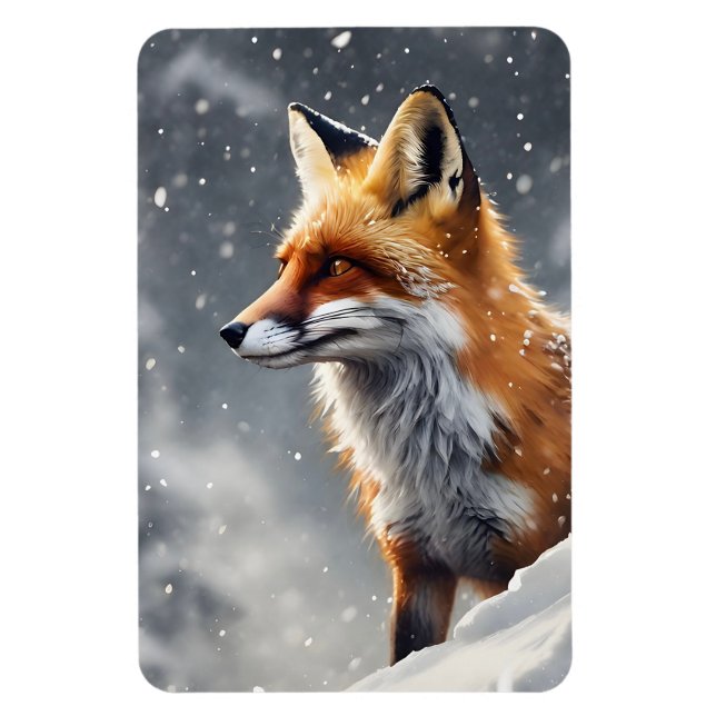 Schöner Fox im Schnee Magnet (Vertikal)