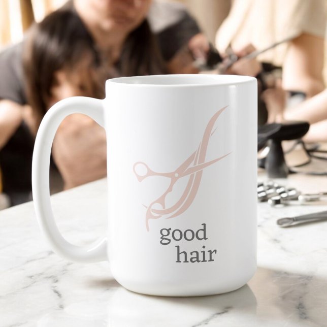 Schöner Friseur mit einfachen Logos Salon Kaffeetasse (A stylish hair salon logo coffee mug.)