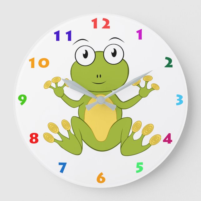 SCHÖNER FROG MIT FARBEN ANZAHLEN FÜR KINDER GROßE WANDUHR (Vorderseite)