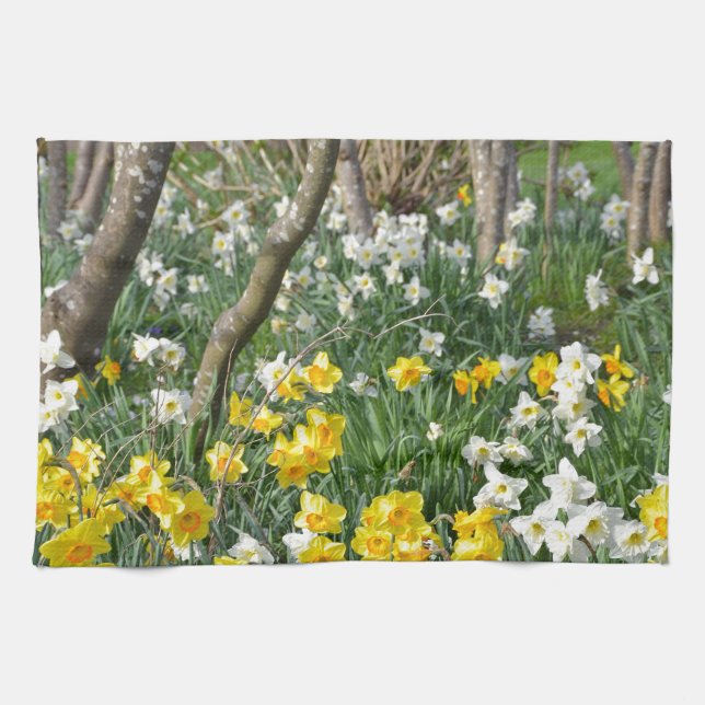 Schöner Frühlingsnarzissengarten Geschirrtuch (Horizontal)