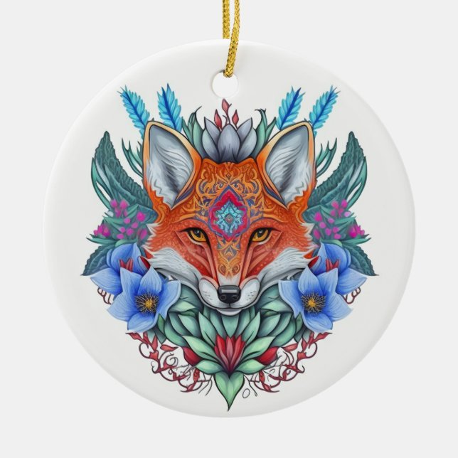 Schöner Fuchs Keramik Ornament (Vorne)