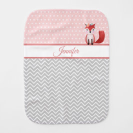 Schöner Fuchs - Mit Monogramm rosa und grau Baby Spucktuch