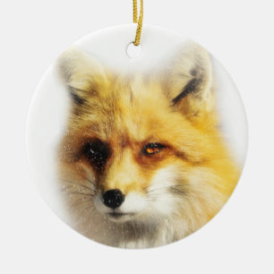 Schöner Fuchs und Schnee Wintersonne Ornament