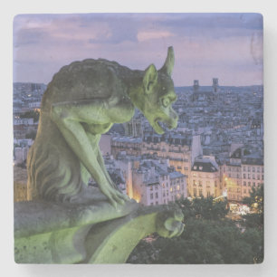 Schöner Gargoyle mit Blick auf Paris Frankreich Steinuntersetzer