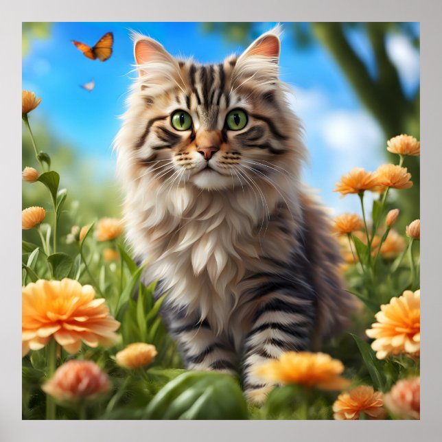 Schöner Garten für Katzen Poster (Vorne)