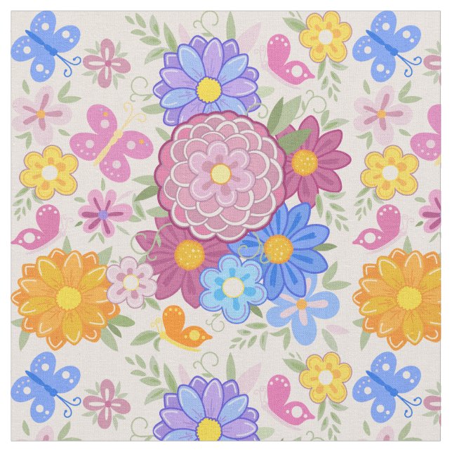 Schöner Garten Wilde Blumen Gänseblümchen Handgeze Stoff (Nahaufnahme)