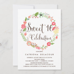 Schöner Gartenkranz Sweet Sixteen Einladung