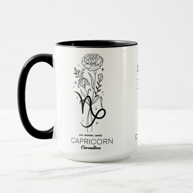 Schöner Geburtsmonat /Sternzeichen/Steinbock Tasse (Links)