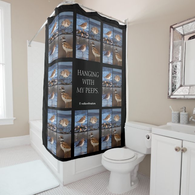 Schöner, gedämpfter Plover am Strand Duschvorhang (Beispiel)