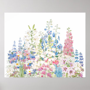 schöner Geheimgarten Tinte und Aquarell  Poster