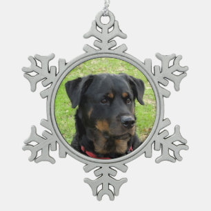 Schöner Geist Rottweiler Weihnachtsschmuck Schneeflocken Zinn-Ornament