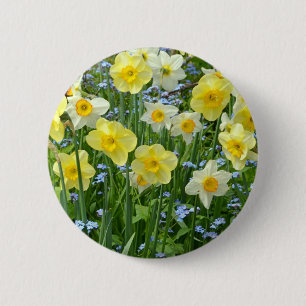 Schöner gelber Narzissengarten Button