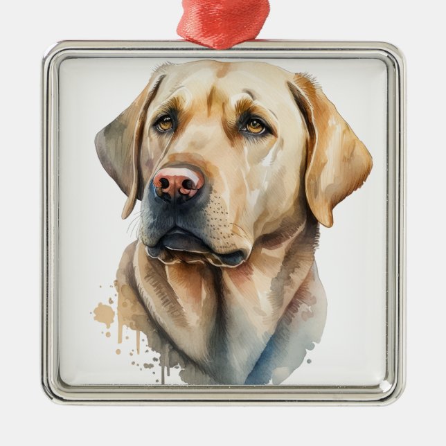 SCHÖNER GELBLABRADOR RETRIEVER HUND ORNAMENT AUS METALL (Vorne)