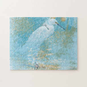 Schöner, gemalter Snowy Egret Coastal Bird Puzzle