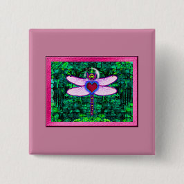 Schöner Gerahmter Artwor "Crackel Gerahmt Dragonfl Button