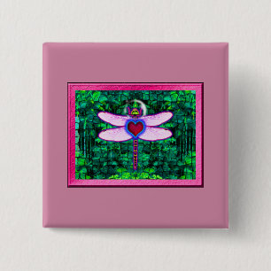 Schöner Gerahmter Artwor "Crackel Gerahmt Dragonfl Button