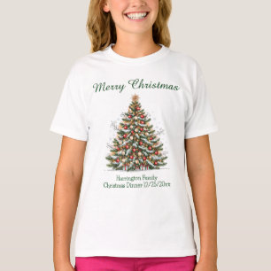 Schöner geschmückter Weihnachtsbaum, passende Fami T-Shirt