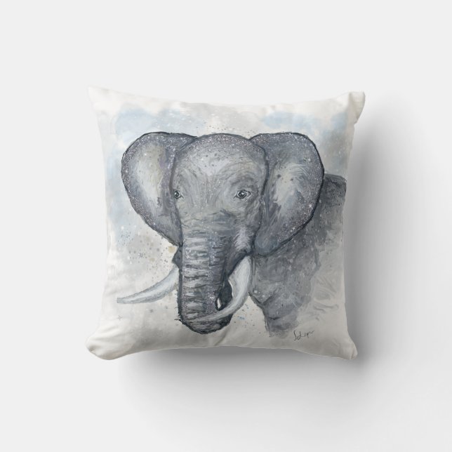 Schöner Glittery Silver Elephant Kissen (Vorderseite)