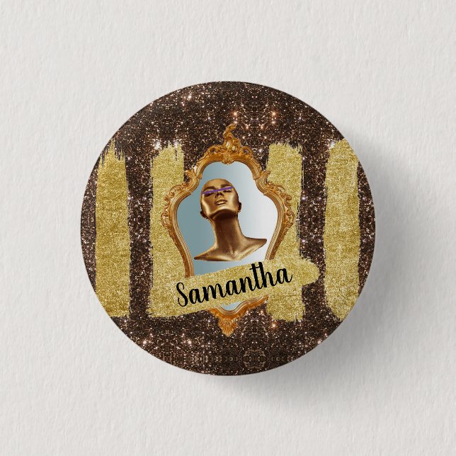 Schöner Glitzer Eleganter Chic Glitzer Button (Vorderseite)