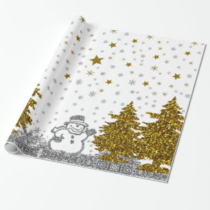 Schöner Glitzer Neues Jahr in Weiß Geschenkpapier