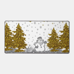 Schöner Glitzer Neues Jahr in Weiß Schreibtischunterlage