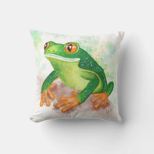 Schöner glitzernder grüner Frosch Kissen