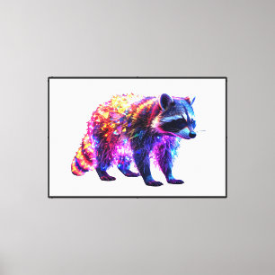 Schöner glühender Raccoon Leinwanddruck