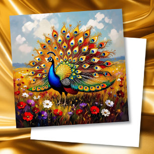 Schöner Gold- und Blau-Pfau Blank Karte